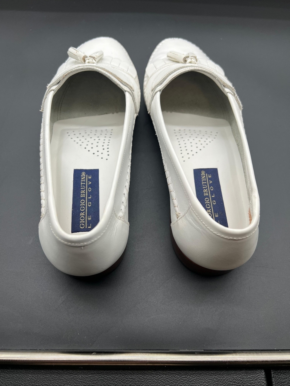 Giorgio Brutini White Leather Tassel Loafers Kiltie Moccasins NWOT Size 9.5D - Picture 2 of 5